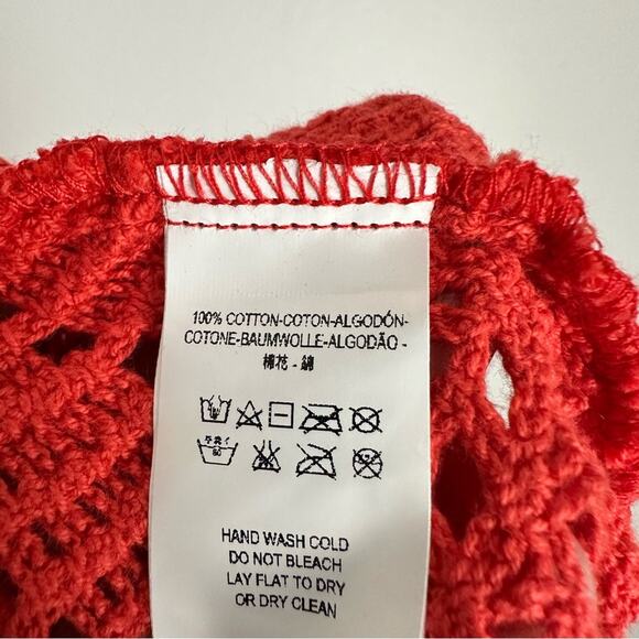 Free People Jen’s Pirate Booty Crochet Nelli Top Red Coral Large NWOT - Picture 7 of 7